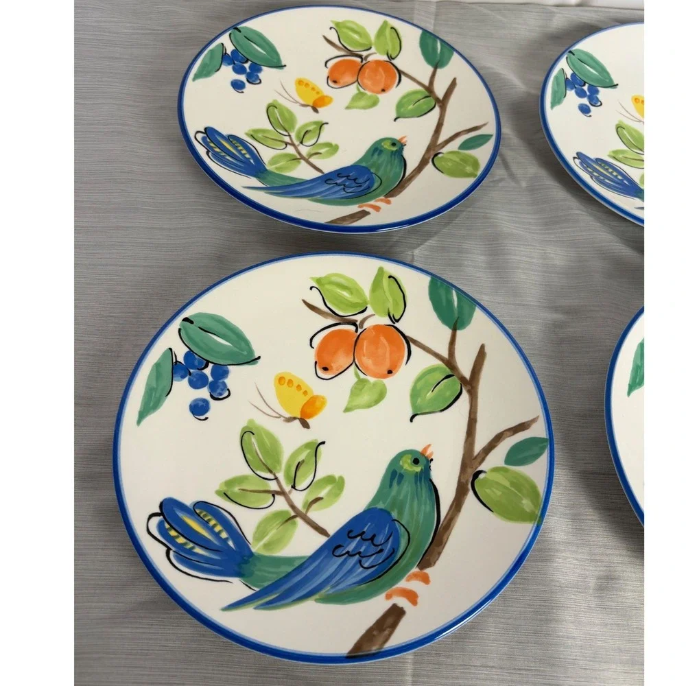 Vintage Mikasa Spring Song Bird Salad Plates Set of 4 Butterfly DW105 Plate